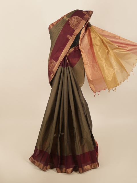 

Pothys Grey & Maroon Zari Saree