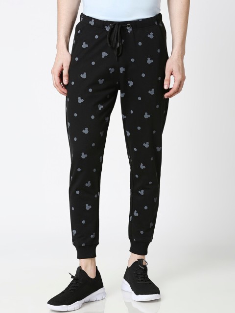 

Bewakoof Men Black & Grey Mickey Mouse Print Joggers