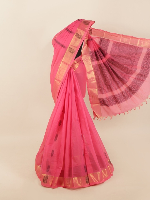 

Pothys Pink & Gold-Toned Woven Design Saree