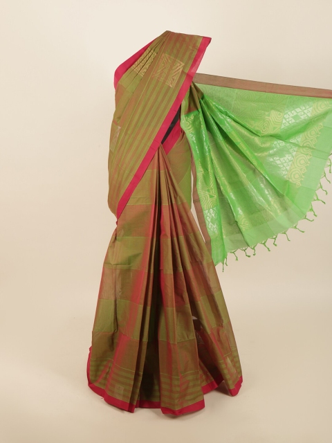 

Pothys Green & Maroon Striped Saree