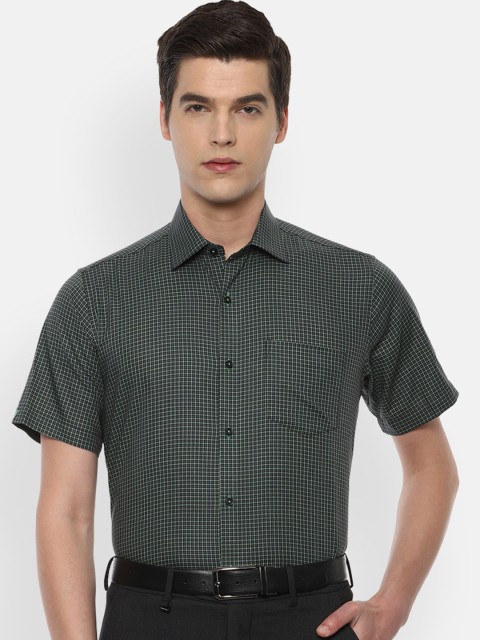 

Van Heusen Men Green Micro Checks Checked Formal Shirt