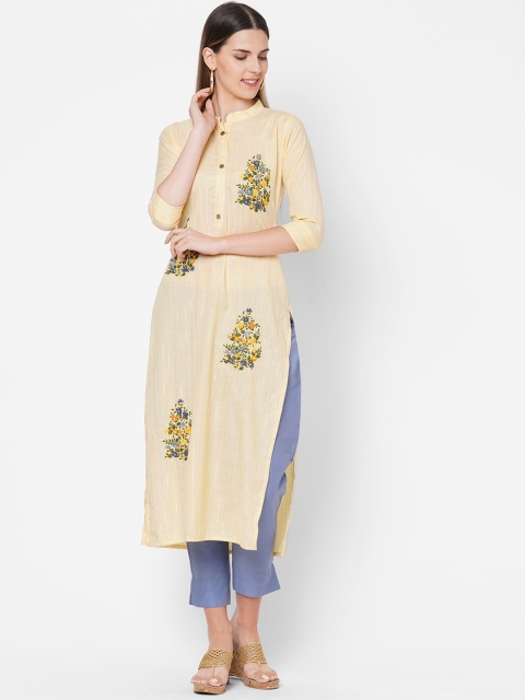 

FASHOR Women Yellow Floral Printed Kurta