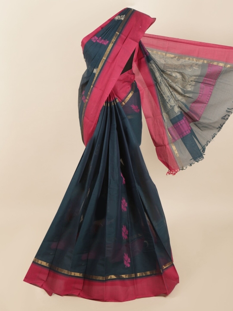 

Pothys Navy Blue & Pink Woven Design Zari Saree