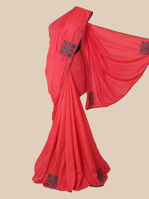 

Pothys Pink & Grey Beads and Stones Art Silk Saree