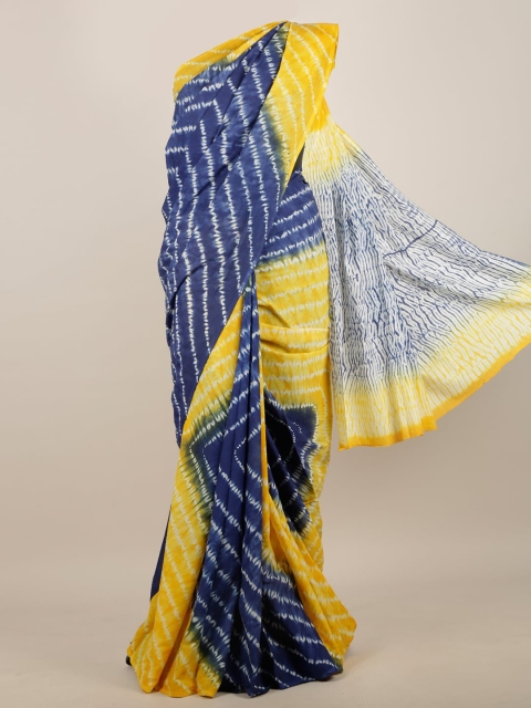 

Pothys Yellow & Blue Leheriya Saree
