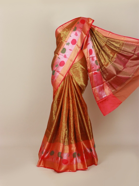 

Pothys Red & Gold-Coloured Floral Zari Art Silk Banarasi Saree