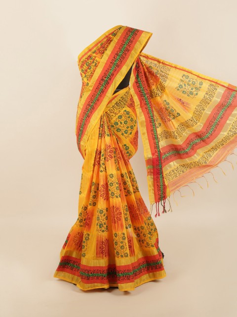 

Pothys Yellow & Red Floral Saree