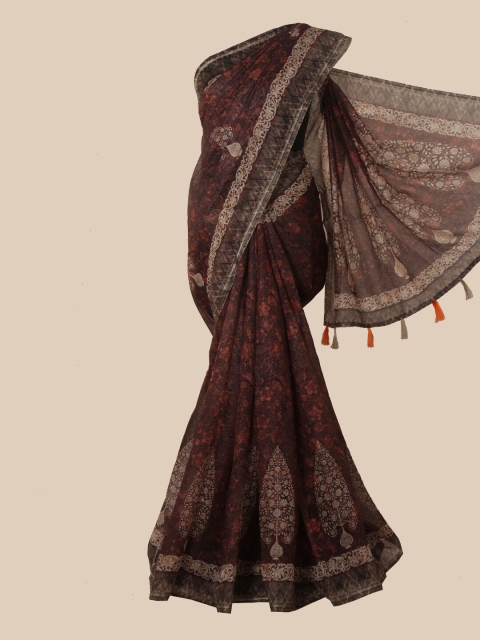 

Pothys Maroon & Beige Printed Saree