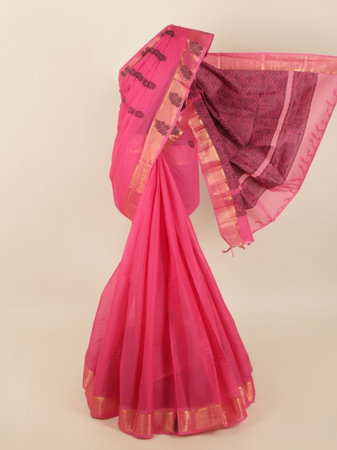 

Pothys Pink & Black Woven Design Saree