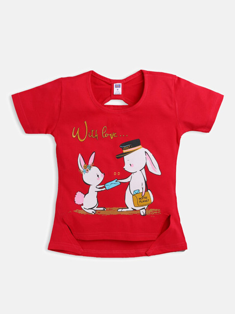 

Nottie Planet Girls Red Printed T-shirt