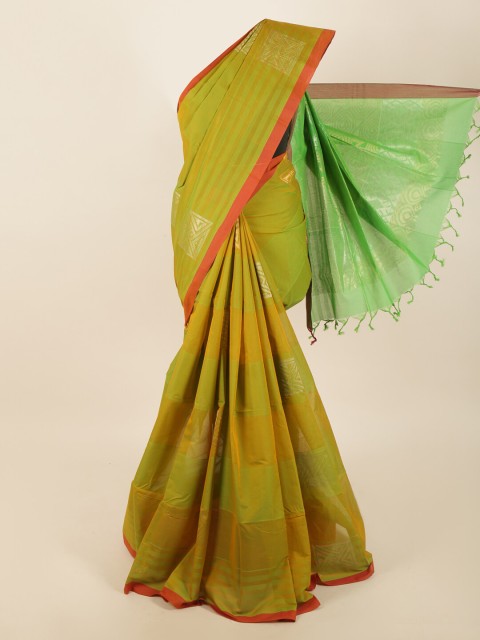 

Pothys Green & Red Ethnic Motifs Saree