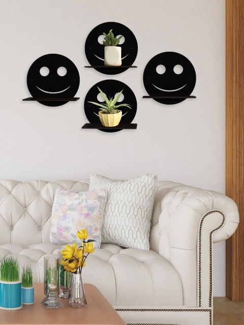 

RANDOM Black Set of 4 MDF Basic Wall Shelves