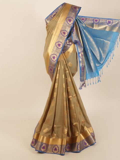 

Pothys Grey & Bronze-Toned Ethnic Motifs Zari Silk Blend Saree