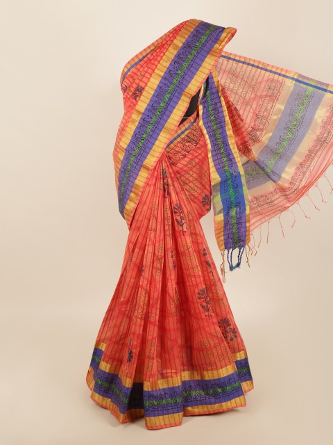 

Pothys Pink & Orange Floral Saree