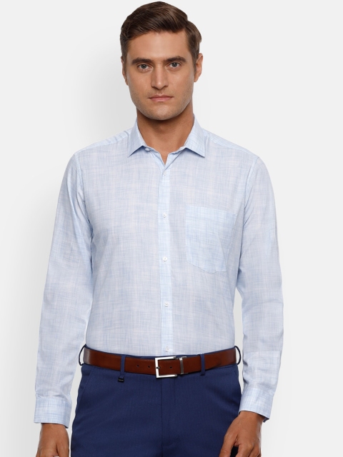 

Van Heusen Men Blue Checked Cotton Formal Shirt
