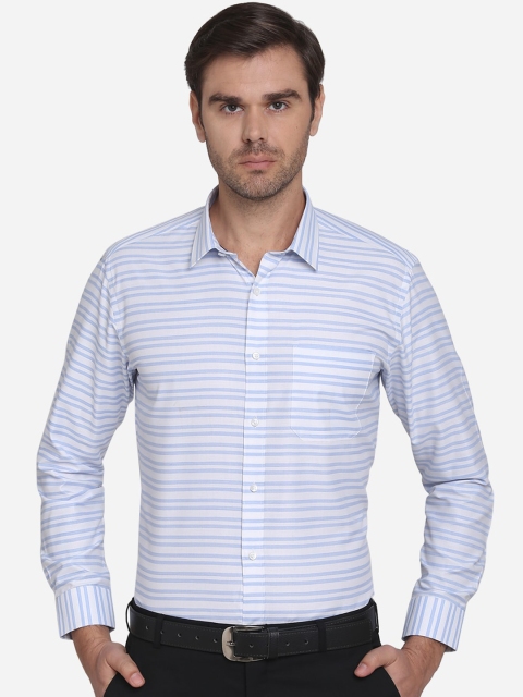 

Greenfibre Men Blue Horizontal Striped Casual Shirt