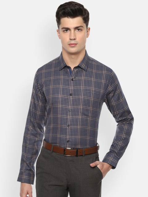 

Van Heusen Men Navy Blue Slim Fit Checked Casual Shirt