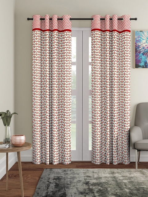 

BLANC9 White & Beige Ethnic Motifs Long Door Curtain