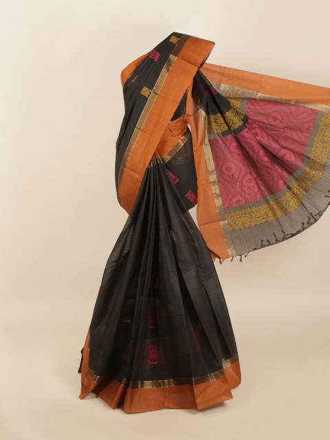 

Pothys Black & Orange Woven Design Saree