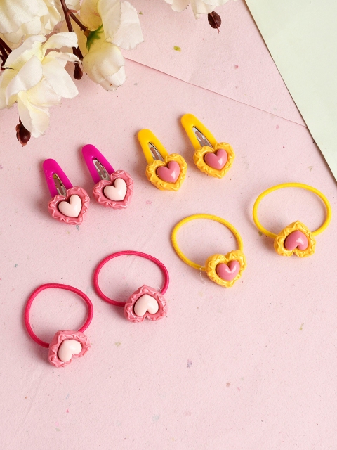 

Silvermerc Designs Girls Yellow & Pink 8 Pc Embellished Hair Accessory Set