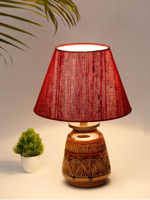 

Fabindia Yellow & Maroon Ceramic Contemporary Table Lamp