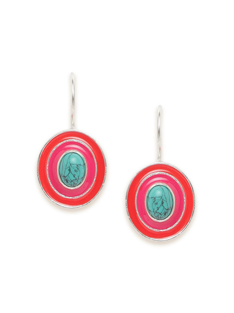 

Fabindia Pink Enamelled Contemporary Drop Earrings, Silver