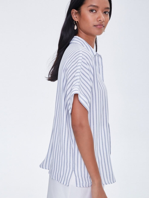 

FOREVER 21 Women White Striped Casual Shirt, Multi