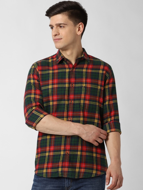 

Peter England Casuals Men Maroon Slim Fit Tartan Checks Checked Casual Shirt
