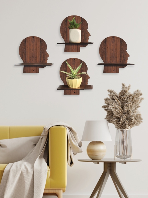 

RANDOM Set of 4 Brown MDF Basic Wall Shelf