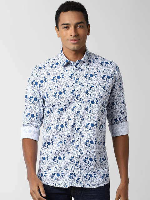 

Peter England Casuals Men Blue Slim Fit Floral Printed Casual Shirt
