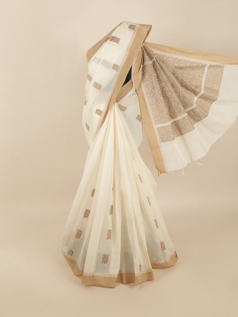 

Pothys Off White & Gold-Toned Floral Saree