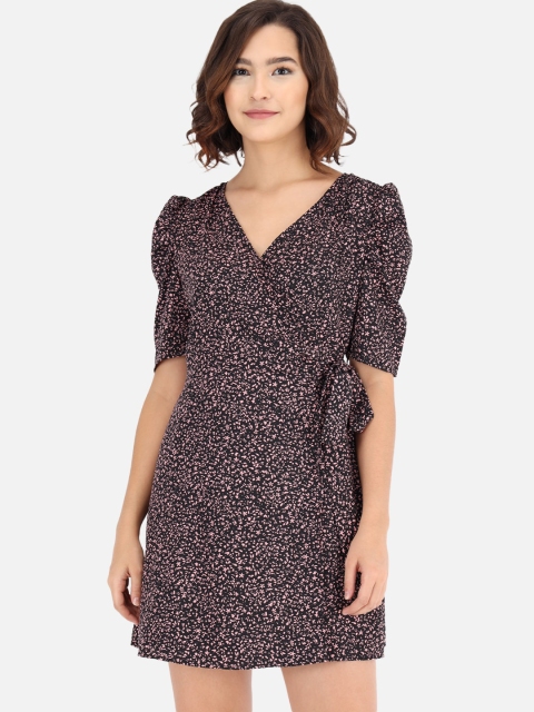 

Trend Arrest Women Black Floral Print Wrap Dress