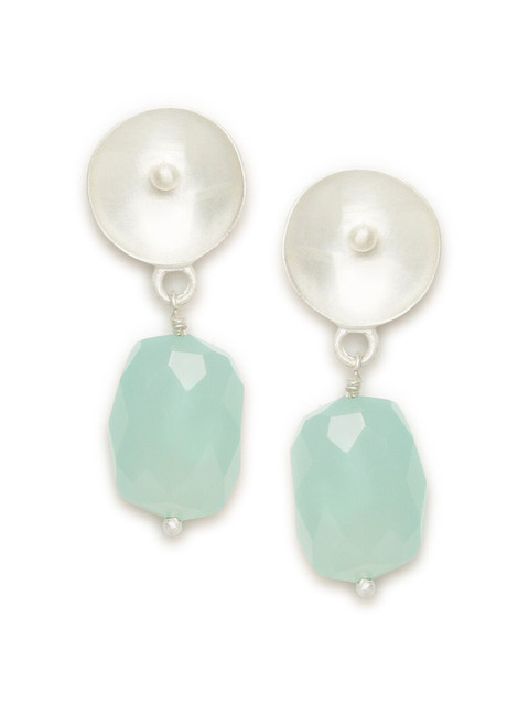 

Fabindia Sea Green & Off-White with Pearl Contemporary Drop Earrings