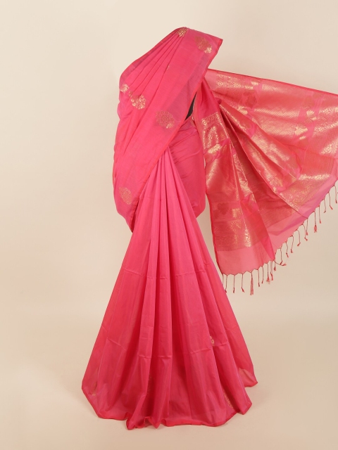 

Pothys Pink & Gold-Toned Woven Design Silk Blend Saree