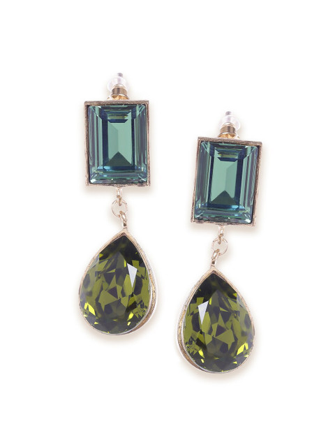 

Fabindia Green Artificial Stones Studded Contemporary Drop Earrings
