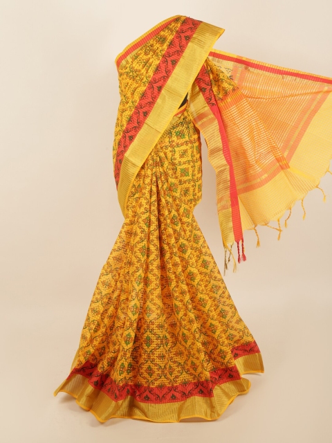 

Pothys Yellow & Red Ethnic Motifs Saree