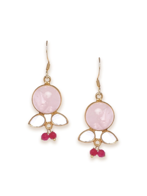 

Fabindia Gold-Toned With Pink Pearl Contemporary Drop Earrings