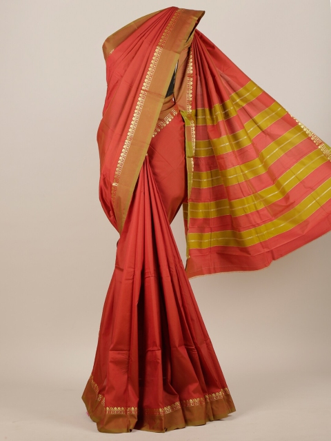 Pothys Rust & Gold-Toned Art Silk Saree