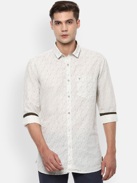 

Van Heusen Sport Men Cream-Coloured Slim Fit Printed Casual Shirt
