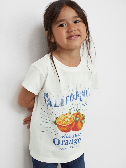 

H&M Girls White & Orange Printed T-shirt