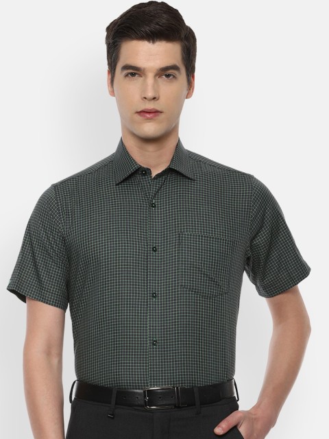 

Van Heusen Men Green Micro Checked Formal Shirt