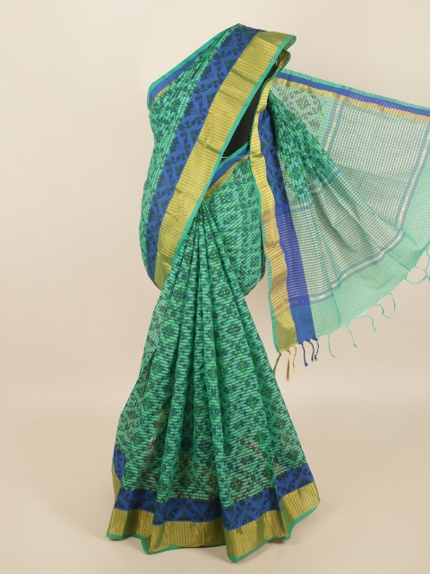 

Pothys Green & Blue Ethnic Motifs Saree