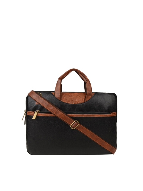 

Vivinkaa Men Black & Brown Textured Laptop Bag