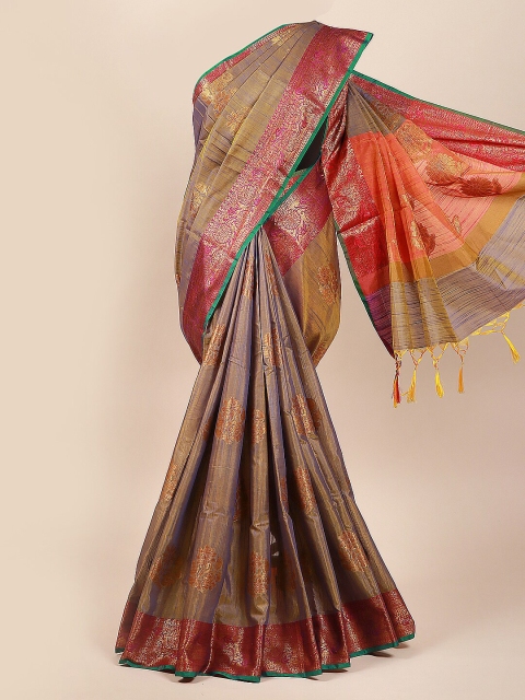 

Pothys Gold-Toned & Pink Ethnic Motifs Zari Saree