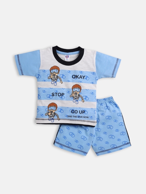 

Nottie Planet Boys Blue & Grey Printed T-shirt with Shorts