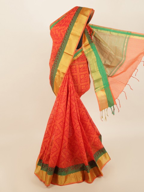 

Pothys Orange & Green Printed Saree