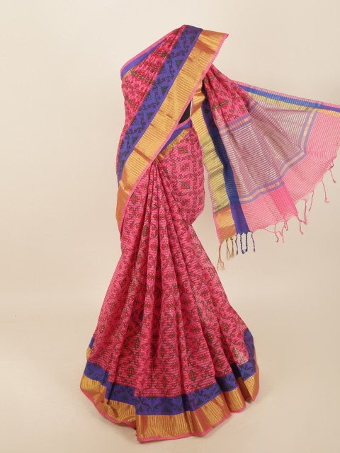 

Pothys Pink & Blue Ethnic Motifs Saree