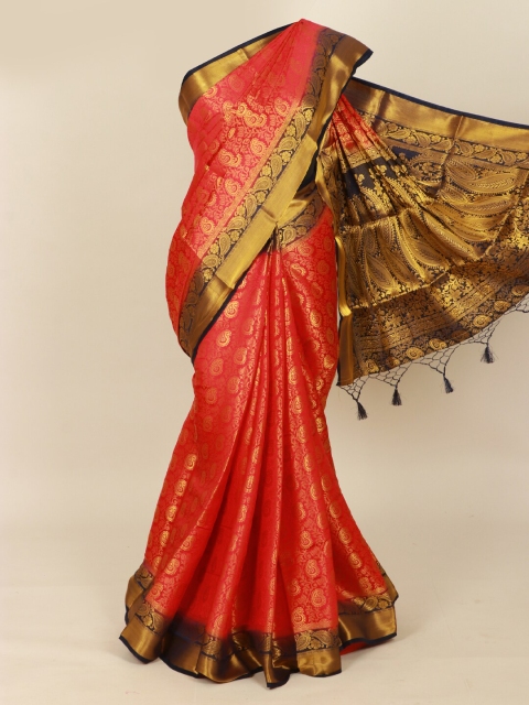 

Pothys Red & Navy Blue Bagh Zari Art Silk Banarasi Saree