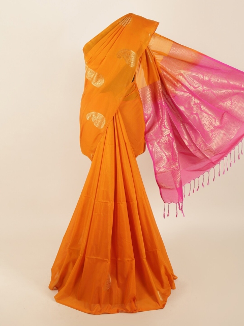 

Pothys Orange & Pink Woven Design Zari Silk Blend Saree