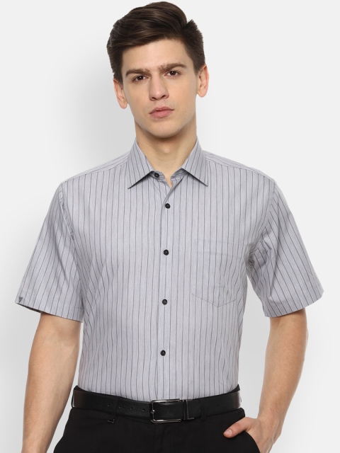 

Van Heusen Men Grey Striped Formal Shirt
